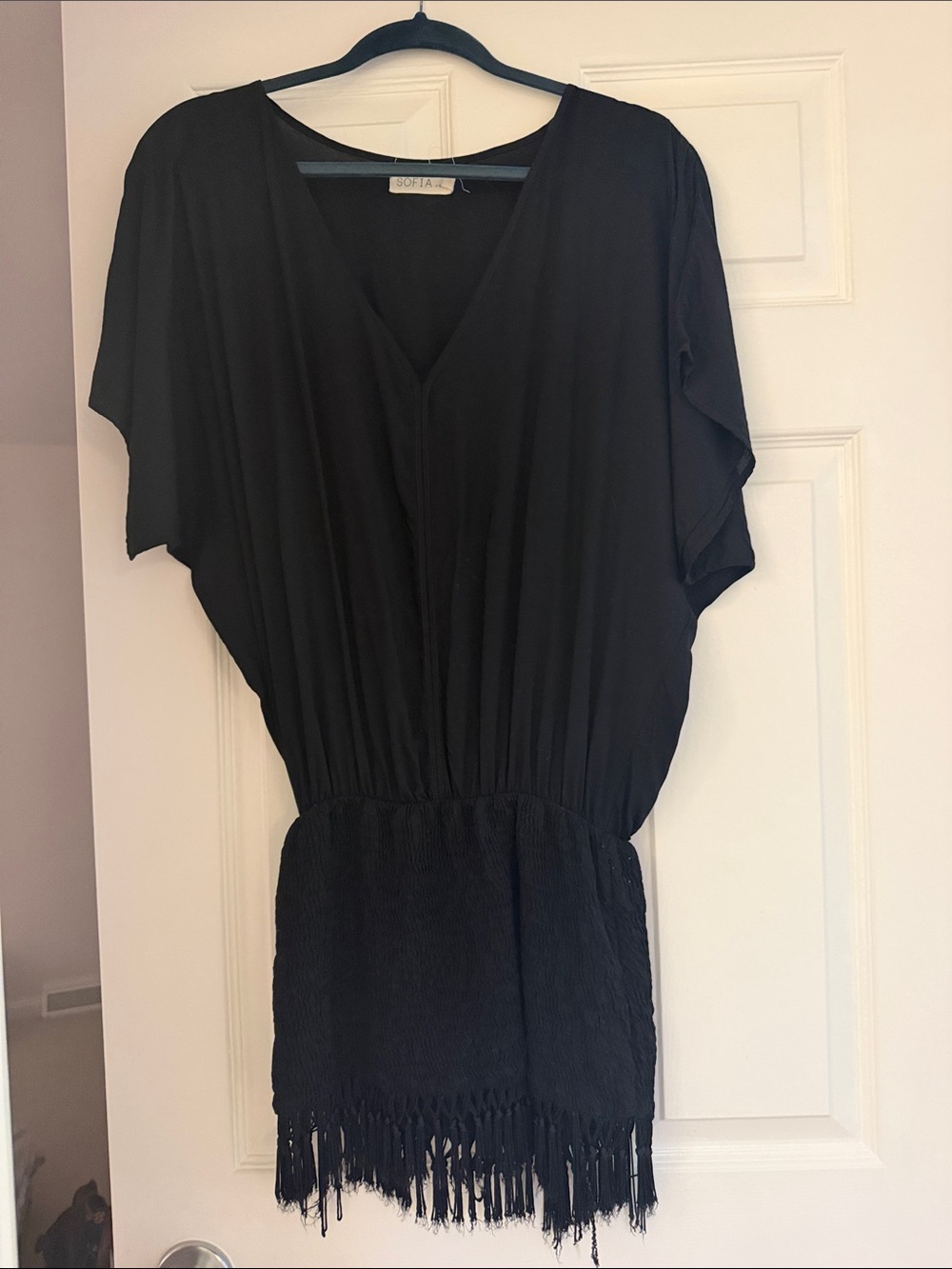 Black Fringe Coverup / Caftan